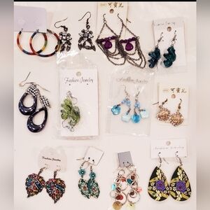 Lot #6 New & Used LARGE Earrings 12 Pairs GREAT TO BUNDLE W/MORE